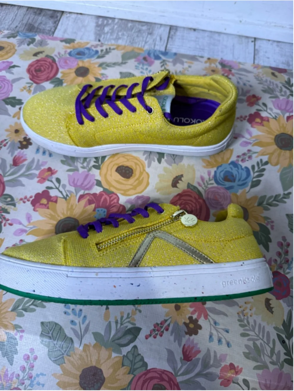KOKOLU Golden Yellow & Purple Sneakers Size 8